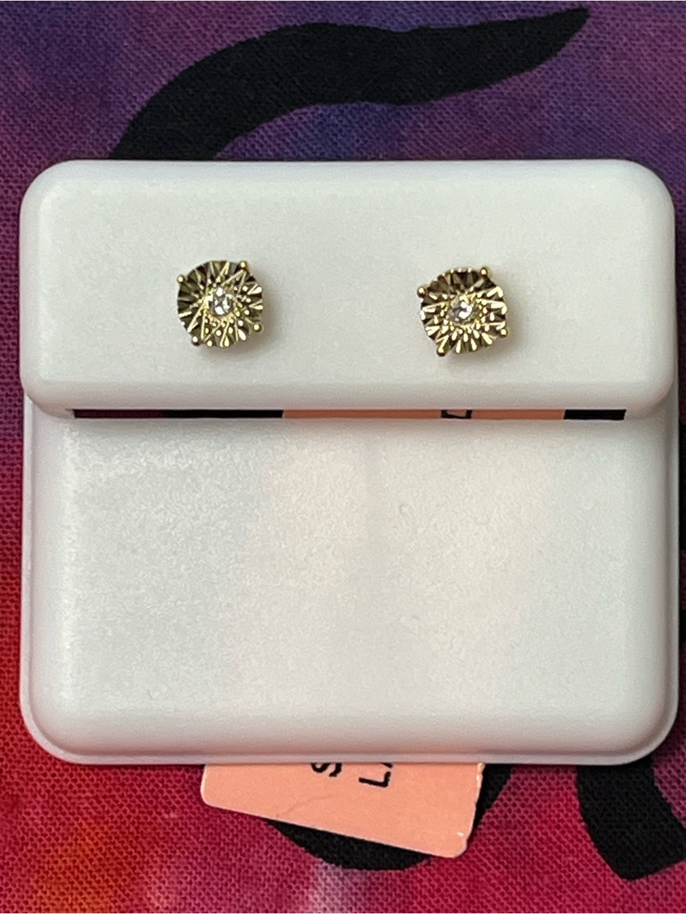 NWT Gold Over Sterling Silver Lab Grown Diamond Stud Earrings .026 CTTW